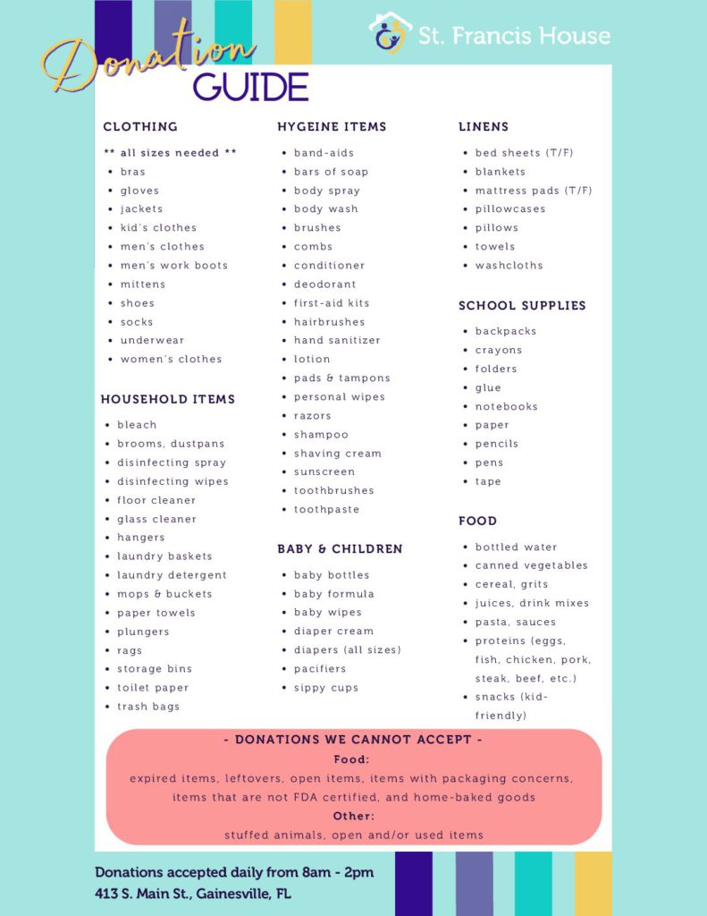 Donations Guide St. Francis House